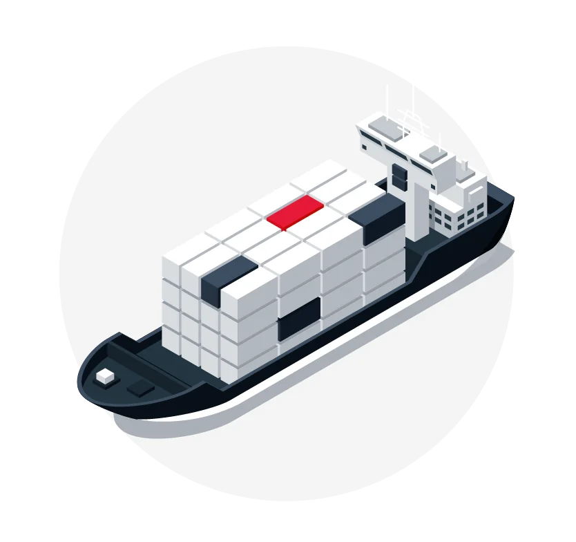 Cargo ship transporting international moving containers.