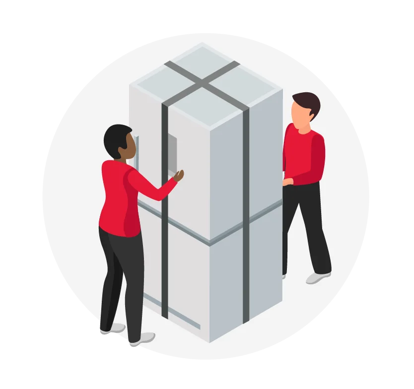 Matco Moving Solutions professionals securely handling and transporting a large appliance during a move.